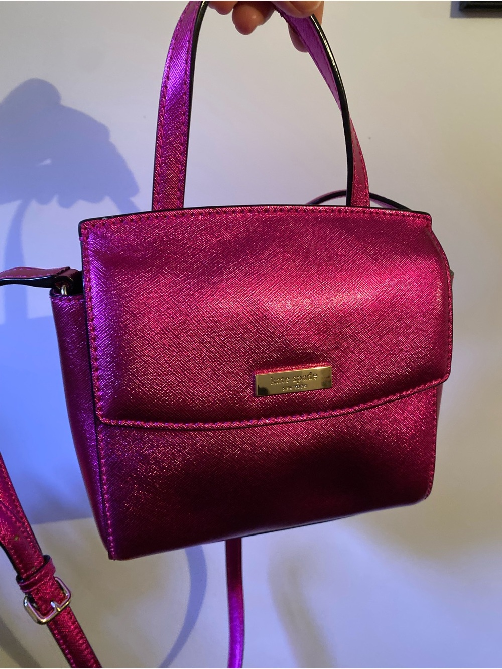 Kate Spade Metallic Fuchsia Crossbody Bag